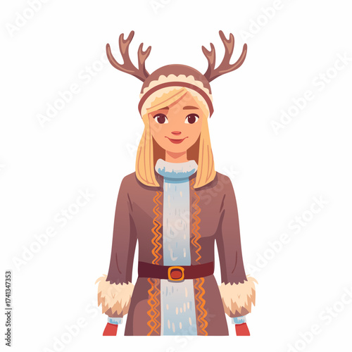 Woman in Sami traditional clothing with transparent background