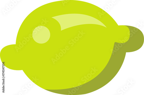 Ripe lemon close up in cartoon style. Vector illustration isolated on white background.