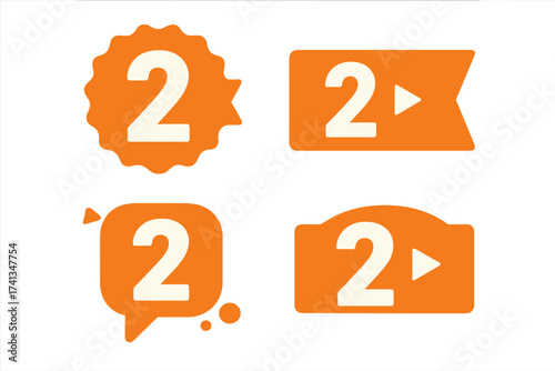 Number 2 days left to go. Promotional badges collection for sale countdown. Final chance marketing banner set. Vector sticker illustration for landing page or website design.