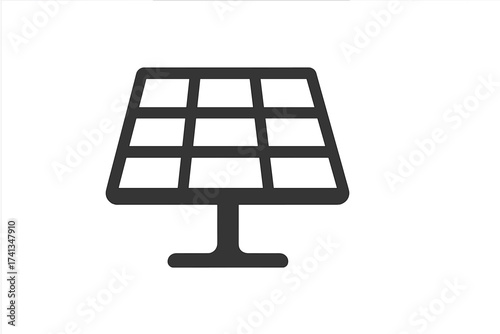 Solar panel icon. Renewable green energy concept. Sustainable technology symbol for electricity generation. Photovoltaic cell pictogram. Eco friendly power source vector illustration.