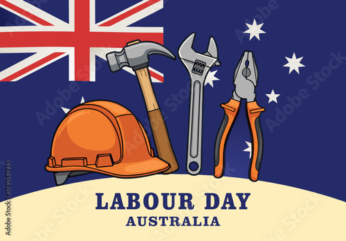 Happy Labour Day Australia, Celebrate Workers Rights and Contributions with Tools and the Australian Flag