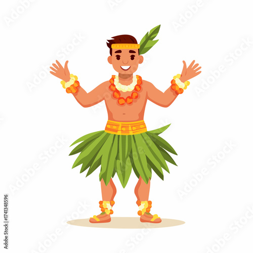 Hawaiian dancer with traditional costume