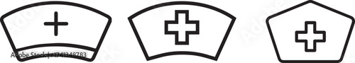 Nurse cap, icon medical icon,hospital ,medical symbol,cross symbol,plus symbol ,medical icons,minimalist,black and white,line art