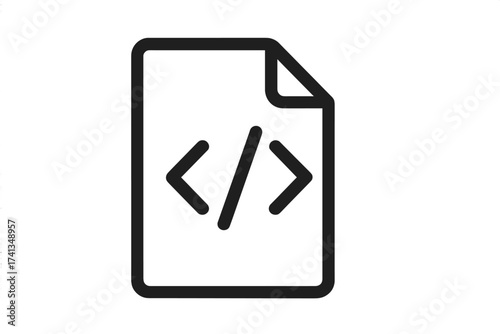 Web page source code symbol, HTML programming file icon, software development illustration, code tag symbol, backend front end concept, markup language, coding vector, transparent background graphic