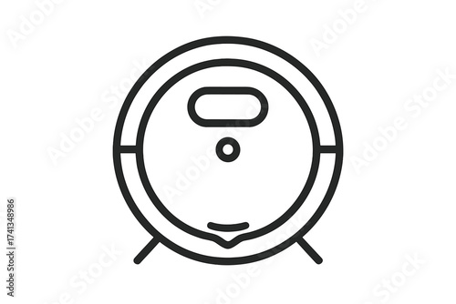 Robot vacuum cleaner icon. Modern robotic home cleaner line art. Smart automatic vacuuming appliance outline. Minimal vector illustration with circular design, smart home device, technology concept