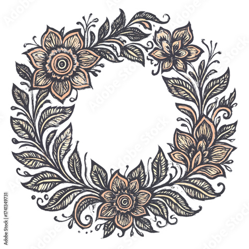 vector floral frame mehndi style 