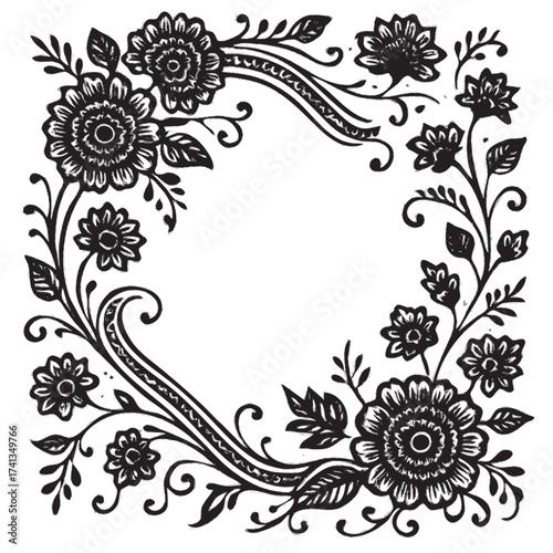vector floral frame mehndi style 