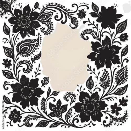 vector floral frame mehndi style 