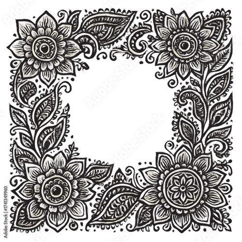 vector floral frame mehndi style 
