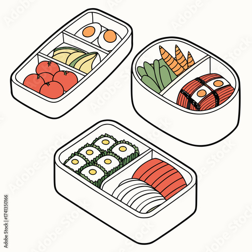 Three delicious and healthy bento boxes filled with a variety of colorful and nutritious food items for a balanced meal