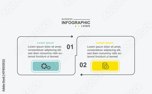 modern design template banner infographic. 2 step process information or presentation with icons