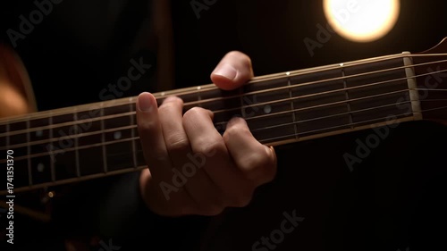 Close Up of Man Playing Guitar Chords