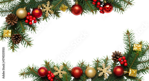 Festive Christmas Border on White – Pine, Berries & Ornaments

A lush, elegant holiday frame blending nature and sparkle—ideal for cards, invites, or seasonal design.