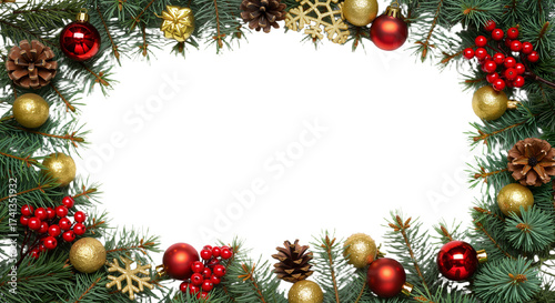 Festive Christmas Border on White – Pine, Berries & Ornaments

A lush, elegant holiday frame blending nature and sparkle—ideal for cards, invites, or seasonal design.