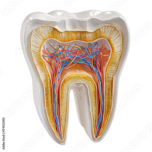 detailed isometric illustration of human molar for dental education
