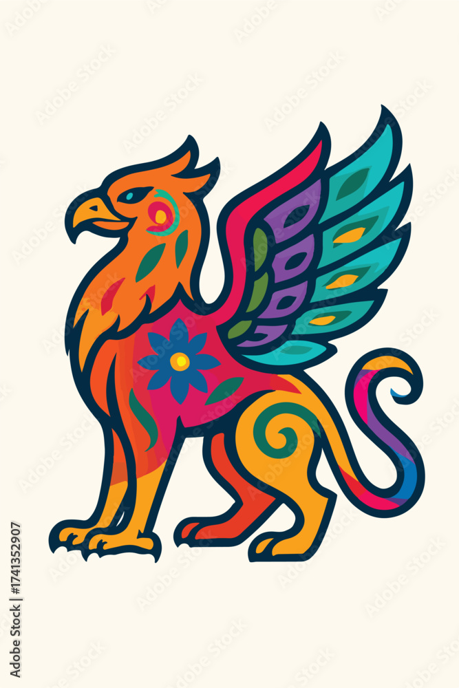 Fototapeta premium Griffin Abstract Flat Vector with Colorful Decorative Design