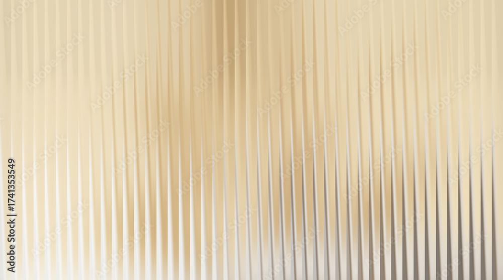 Fototapeta premium Beige ribbed glass texture with vertical lines and soft light