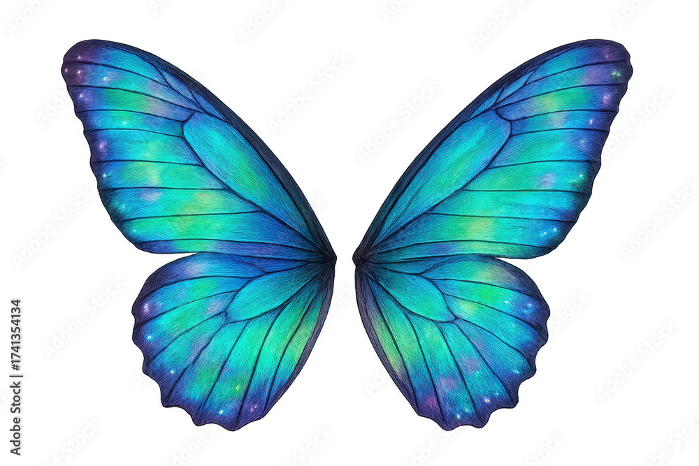 Fototapeta premium Butterfly wings showing iridescent blue and green colors