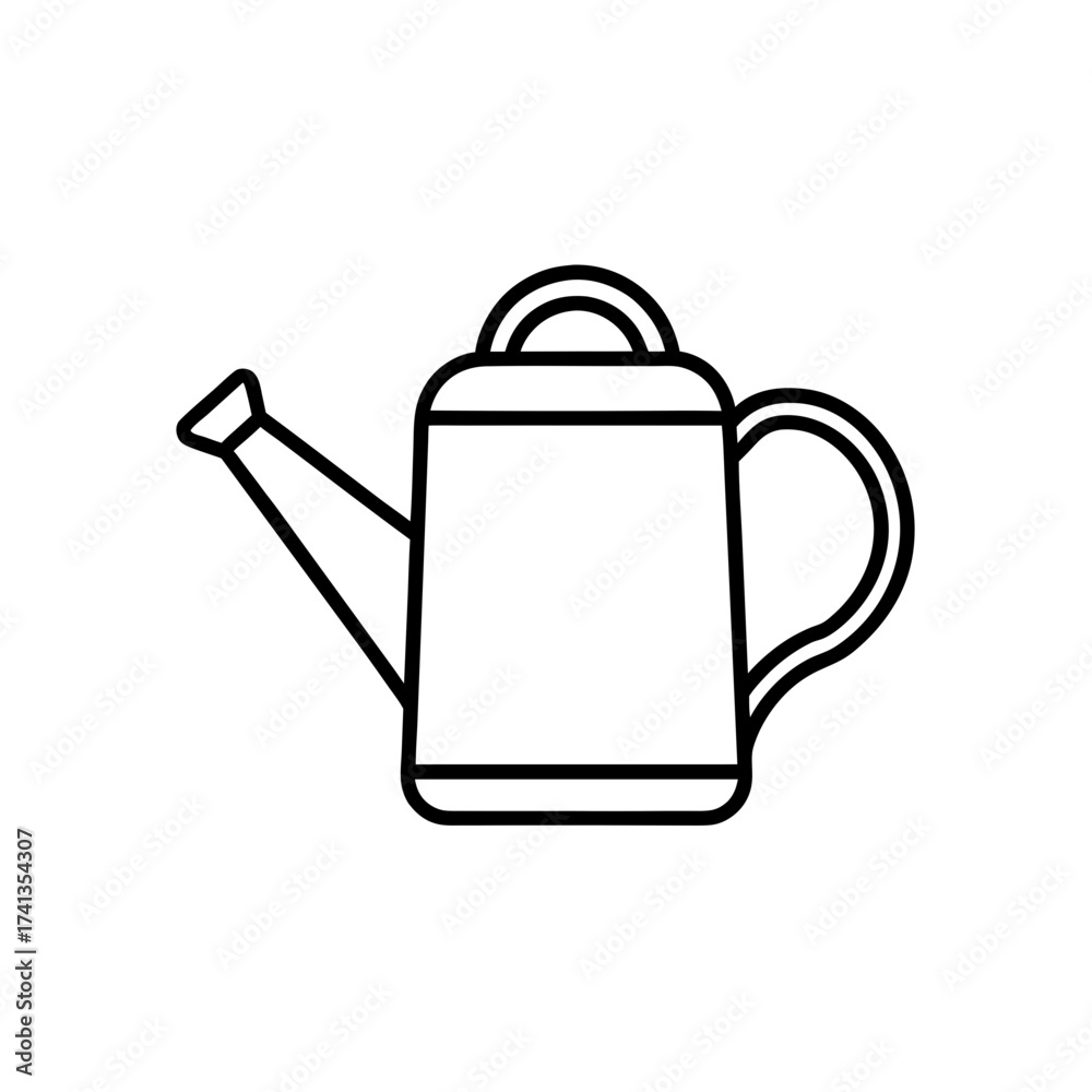 Obraz premium Outline drawing of watering can on transparent background