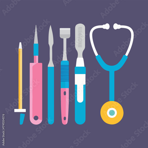 Minimalist flat vector set for International Podiatry Day featuring healthy foot icons, footprints, massage, insoles & pediatric foot care illustrations