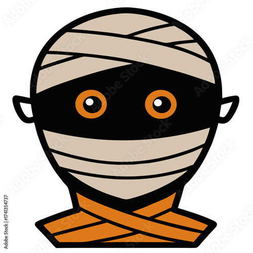 Mummy head transparent background Halloween illustration