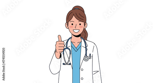 Smiling Female Doctor Giving a Thumbs Up Gesture.