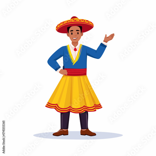 Mexican man in traditional costume with transparent background