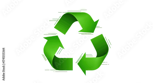 Vibrant Green Recycling Symbol with Arrows Forming a Continuous Loop.