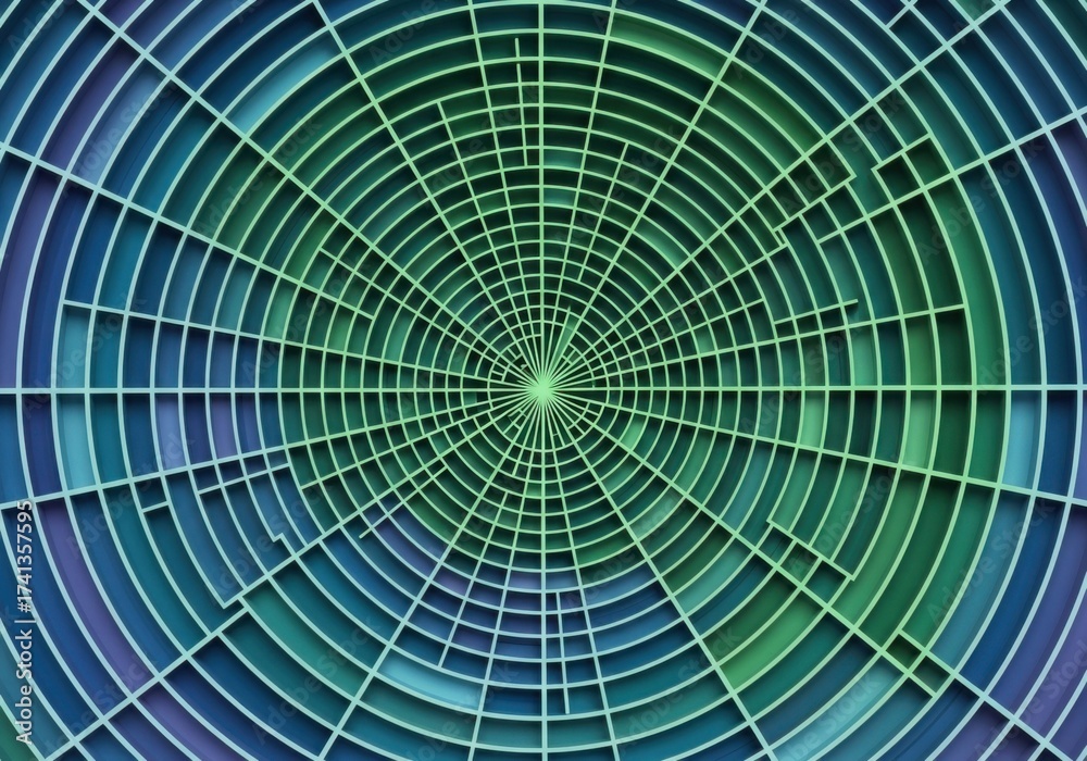 Fototapeta premium Abstract radial pattern background with concentric circles and glowing center