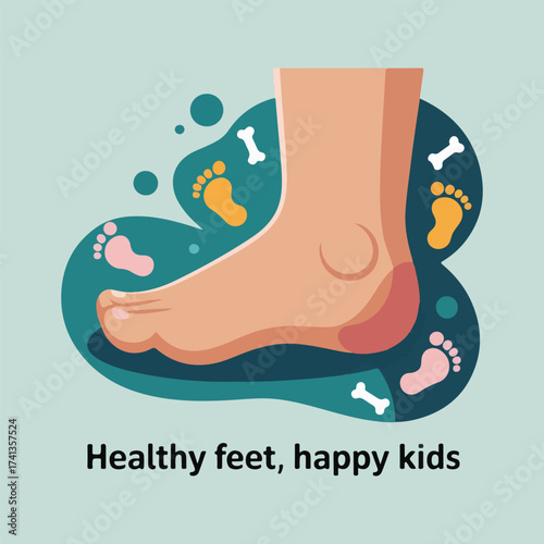 Minimalist flat vector set for International Podiatry Day featuring healthy foot icons, footprints, massage, insoles & pediatric foot care illustrations
