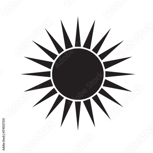 Radiant sunburst design isolated on white background, a symbol of energy, warmth, and vitality, perfect for adding a touch of brightness and positivity to any project