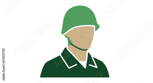 Soldier Icon with Green Helmet and Uniform.