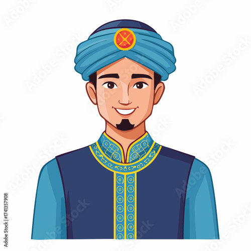 Middle Eastern man in traditional clothing with transparent background