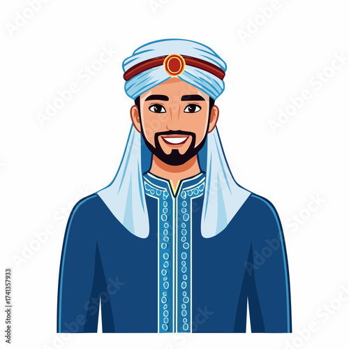 Arab man in traditional clothing with transparent background