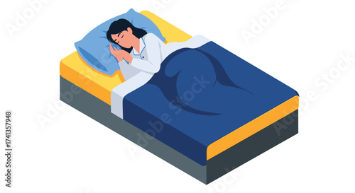 A woman peacefully sleeping in her bed, dreaming of a bright tomorrow, a simple moment of serenity