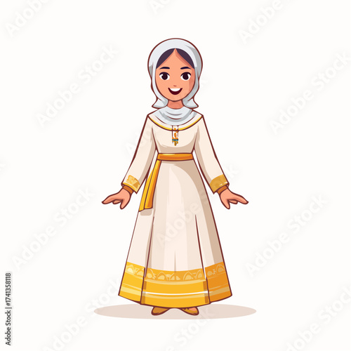 Young Muslim woman in traditional dress with transparent background