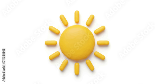 Bright Yellow Vitamin Pills and Capsules Forming a Sun Shape.