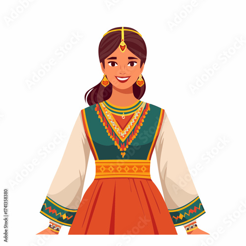 Indian woman in traditional dress with transparent background