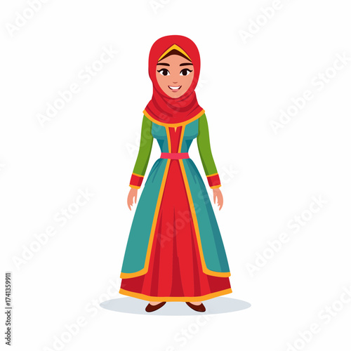 Woman in traditional muslim dress with transparent background