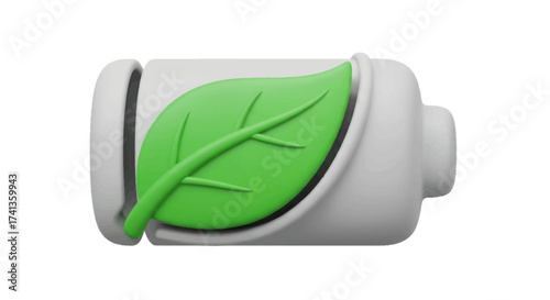 Eco-Friendly Battery Concept with Green Leaf Symbolizing Sustainable Energy.