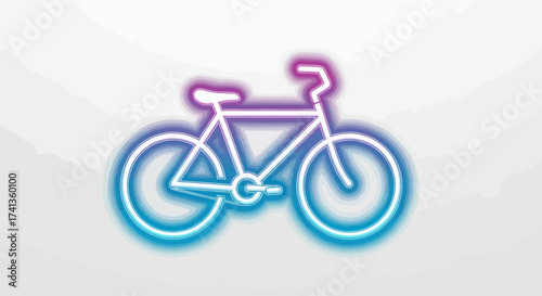 Neon Bicycle Illustration with Blue Purple and Pink Glow.