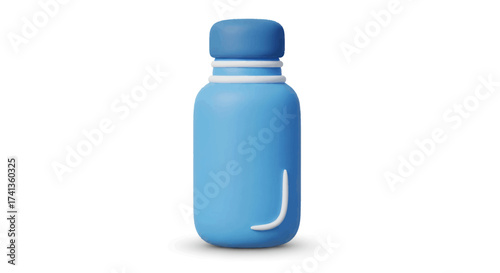 A simple light blue plastic water bottle with a white cap and a white stripe.