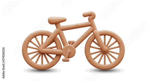 Clay Bicycle Model with Detailed Wheels and Seat.