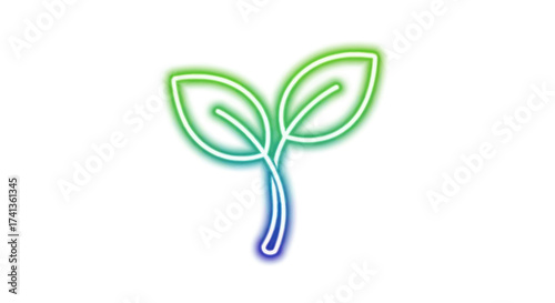 Vibrant Neon Green Sprout with Two Leaves.