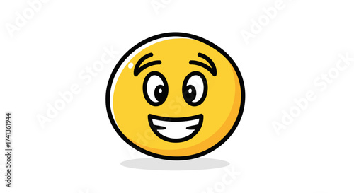 Smiling Yellow Emoji with Happy Expression and Black Outline.