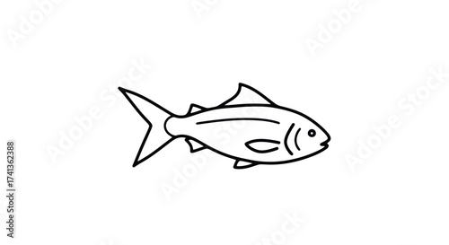 Simple Line Drawing of a Single Fish.