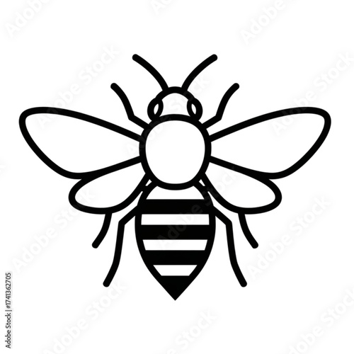 Bee outline icon with striped body illustration
