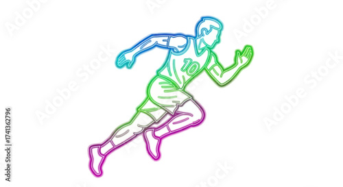 Dynamic Line Art of a Runner in Motion with Gradient Colors.