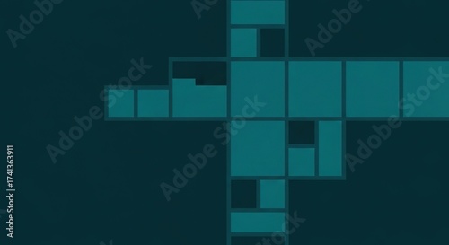 Abstract Teal Geometric Cross Pattern.