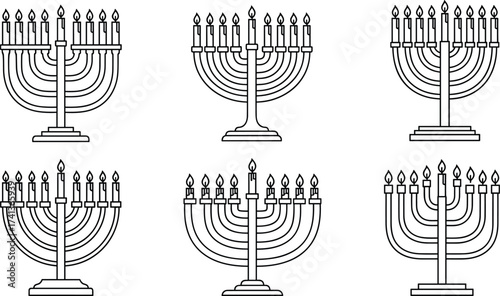 Hanukkah Celebration, Menorah Display, Festive Setting, Illustration, Religious Theme, Creative Viewpoint